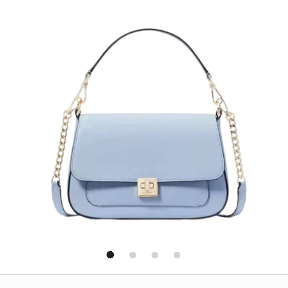 Kate Spade Blue and Gold Shoulder Bag with Flap Closure